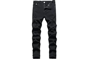JENY-LUCK Men's Slim Fit Stretch Jeans Ripped Skinny for Men, Distressed Destroyed Straight Leg Fashion Comfort Flex Waist Jeans, Teenager Casual Fashion Designer Classic Regular Fit Basic Denim Pants