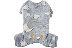 Maigllra Pyjama en peluche phosphorescent à 4 pattes pour chien de petite, moyenne et grande taille, gris lune, taille L