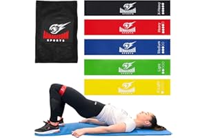 ARMAGEDDON SPORTS Set di 5 Bande Elastiche Resistenza + Borsa - Loop Mini Resistance Bands - Set da bande fitness premium allenamento - per migliorare forza e mobilità, yoga, pilates o per riabilitazione