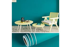 VEELIKE Carta da Parati Blu Verde Opaco Carta Adesiva Cucina Lavabile Pellicola Adesiva per Mobili Rivestimento Adesivo per Mobili Camera da Letto Soggiorno Pellicola Decorativa Vintage 40cm × 300cm