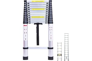 DICN Escaleras telescópicas multiusos de aluminio de 5 metros de capacidad 330 libras DIY plegable extensible Builder Supply escaleras rectas 13 pasos portátil