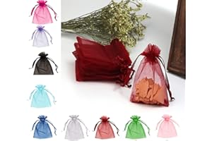EMSIA Organza Bags 9 x7 cm Gift Wedding Favour Jewellery Pouches,Small Party sweet Bags, Drawstring Perfect small for sunflowers seeds or lavender bags. great for (7 x 9 cm - 10, Red)