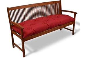 Beautissu Garden Bench Pad 180x50x10cm Flair BK – Comfortable Seat Cushion for Outdoor Swing or 3 Seater Bench Cushion – Red
