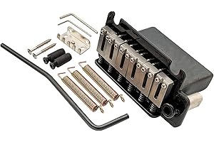 Musiclily Pro 54mm 2-Punkt Modern Ponte Tremolo Bridge con Selle in Acciaio Inossidabile Blocco Acciaio per Chitarra Elettrica Japan Import Strat, Nero