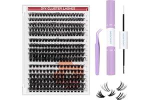 TOPCZY Zestaw 320 sztucznych rzęs, 60D + 80D + 100D, pojedyncze sztuczne rzęsy, 8-16 mm, naturalny wygląd, czarne rzęsy Cluster, sztuczne rzęsy, D Curl, na imprezy, wesela