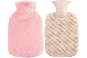 HBELL Wärmflasche mit weichem Bezug,2 l Fassungsvermögen,klassischer Gummi-Wärmsack,tolles Geschenk für alte Männer,Frauen und Mädchen (Pink)