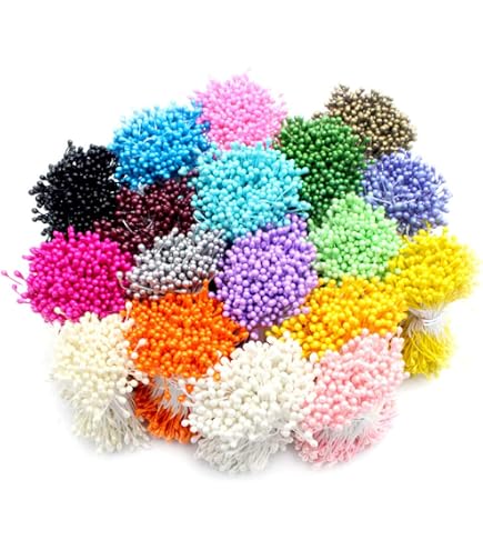 1200 Stami Artificiali Con Doppia Testa A Perla, 3 Mm, 5 Colori Assortiti, Per Decorazioni Fai Da Te, Scrapbooking E Fiori Finti