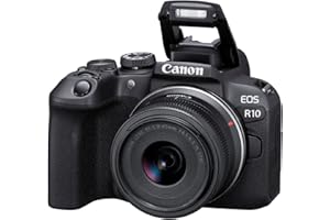 Canon EOS R10 Kamera spiegellose Camera + RF-S 18-45mm F4.5-6.3 is STM Objektiv + Adapter EF-EOS R (Hybridkamera, DSLR Upgrade, 15 B/s, 4K Videos, Dual Pixel CMOS AF II Fokussystem, WLAN) schwarz