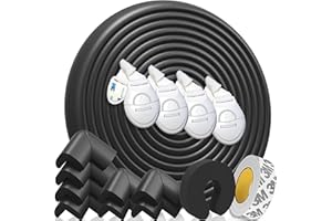 HAPPY CHLEA® Kantenschutz Baby und 8 Eckenschutz aus Schaumstoff. Tischkantenschutz und Eckenschützer: 6,4 M gesamt für Tisch und Möbel Ecken. Türstopper, 4 Schubladensicherung. Zertifikat (Schwarz)