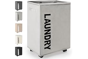 Rieeyrslza Cesto della Biancheria con Ruote 65L Cesto Portabiancheria Sporca di Tessuto Oxford Grandi Cesta del Bucato con Maniglia Portabiancheria Pieghevole, Riporre Federa e Coperte (Grigio Chiaro)