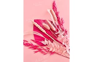 BAKE BOX BOUTIQUE Pink Dried Flowers for cakes decoration baby pink pastel pinks palm spear leaves pampus bunny tails ruscus oats pampus cupcake home room decor HOT PINK