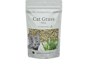 GARDEN LAWNCARE GUY Cat Grass Seeds UK for Indoor & Outdoor Cats - Nutritious & Delicious Source of Fibre - Fast Growing - 150g Bulk Pack Makes 50 pots