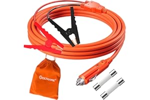 VOLTKARE 2,5 m 12 AWG+14 AWG cavo di ricarica batterie morsetti auto su presa accendisigari compatibile con Jackery | Bluetti | EF ECOFLOW generatori solari