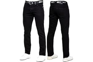 989Zé ENZO Mens Jeans Classic Straight Leg Casual Cotton Regular Fit Denim Pants Free Belt