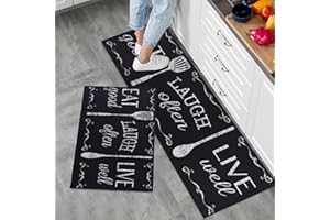7VSTOHS Kitchen Rug Set 2 Pieces Non Slip Kitchen Mat Set, Washable Kitchen Floor Mat For Kitchen, Entryway, Hallway Runner Set Washable Runners, 43x75+43x150cm