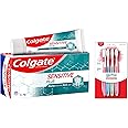 Colgate Sensitive Plus Toothpaste, With Pro Argin Formula for Sensitivity Relief, 70gm (Buy 1 Get 1 Free) & Colgate Sensitive Soft Bristles Manual Toothbrush for adults - 4 Pcs, Multicolor