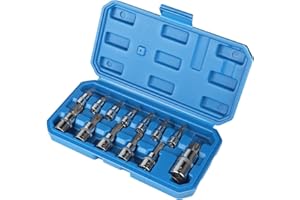 CPROSP Douille Torx Male 1/2'', 1/4'', 3/8'', Embout Torx 6 Pans T8 T10 T15 T20 T25 T27 T30 T40 T45 T50 T55 T60 T70, Douille Allen avec Boîte