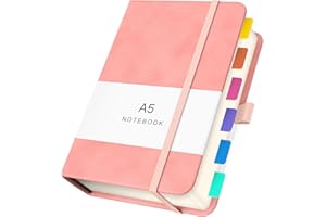 Yarotm Libreta de Notas a5 Rayas - Lined Papel Grueso de 100 g/m² - 360 Páginas Cuaderno Rayado - 14x32cm Libreta Colegio Tapa Dura Rosa - PU Leather Notebook A5