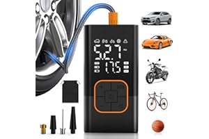 SFGSUP Elektrische Luftpumpe, Kabellose Elektrische Reifenpumpe & Fahrradpumpe mit Digitalem Manometer (150 PSI), Dualwertanzeige, LED-Leuchte, Tragbarer Fahrradpumpe für Auto/Fahrrad/Motorrad/Ball