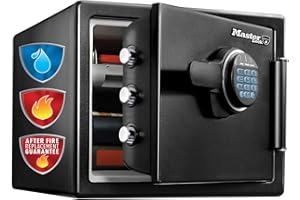 Master Lock Coffre-fort [Ignifuge et Etanche] [Large 22,8L] [Combinaison Electronique] - LFW082FTC - Pour vos documents d'identité, documents A4, petits appareils électroniques, bijoux Noir