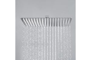 JOHO Soffione Doccia a Pioggia Grande in Acciaio Inox 304 con Ugelli Anticalcare, Cromo Docce Fisso Alta Pressione Rettangolare (35 x 25 cm)