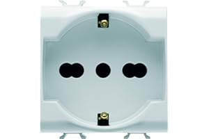 Gewiss GW10204DY Serie Chorus - Presa Standard Italiano/Tedesco 250V AC, 2P+T 16A Bivalente, 2 Moduli, Bianco, 1 pezzo