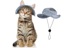 DENTRUN Cappelli per gatti solo per gatti, cappelli da cowboy per gatti con fori per le orecchie, costume per feste di compleanno, mini cappello da cowboy per gatti, cappello da cowboy divertente,