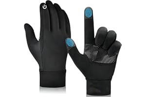 OKIDSO Gants d'hiver écran tactile pour homme et femme : gants de cyclisme chauds gants de vélo gants de sport pour l'extérieur course à pied fitness noir L
