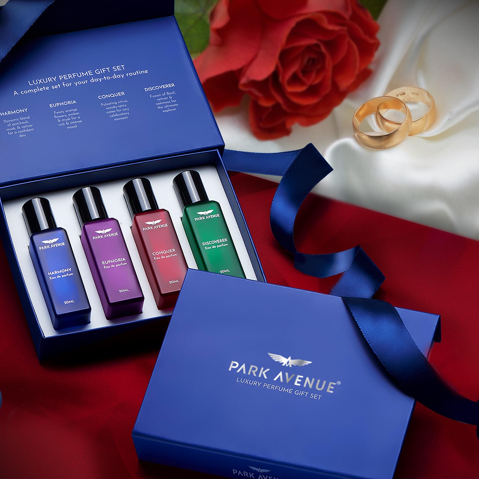 Park Avenue Luxury Perfume Gift Set for Men, 4x20 ml | Euphoria, Conquer, Harmony & Discoverer Perfume | Eau De Parfum | Prem