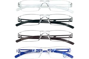 ‎MMOWW MMOWW 4er Pack randlose Lesebrille für Damen und Herren mit klarer rechteckigem Blaulicht-Blockierbrille