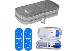YOUSHARES Medicine Cool Bag - Monjaro Travel Case with 2pcs Ice Packs for Diabetic Supplies, Insulin Cooler Travel Case Keep Medicine Cool While Traveling (Grey)