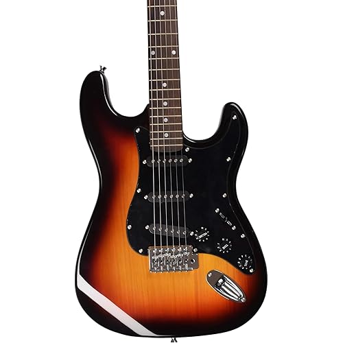 JUAREZ JRZ-ST01-3TS, 6 Strings Linden Wood Electric Guitar, Right Handed with Bag/Case, 2 x Picks (3TS Sunburst, 38 Inches)