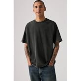 Eskitme G&ouml;r&uuml;n&uuml;ml&uuml; Koyu Siyah Red Tab Vintage T-Shirt