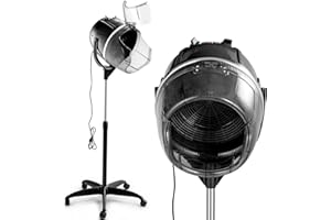 RELAX4LIFE Sèche-cheveux Professionnel 1050W avec Température Réglable 40-75°C, Temps 0-60 Min, Casque Coiffure Professionnel Réglable en Hauteur 125-160 cm, Casque Cheveux Chauffant pour Spa, Salon