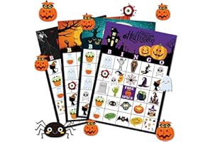 Piucrty Halloween Party Bingo Spiel Mitgebsel 36 Stück für 24 Kinder Give Aways Beschäftigung Kindergeburtstag Gastgeschenke Haloween Bingo Karten Brettspiel Heloween Geschenke Gesellschaftsspiele