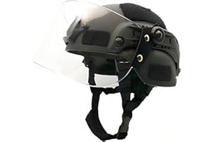 LEJUNJIE Casque Tactique Mich 2000 Fast avec Lunettes de Protection Transparentes Riot Visor Face Shield pour Airsoft Paintball CS War Games Sports de Plein air