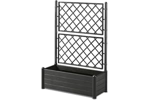 Stefanplast Bac Italie avec espalier, plastique, rectangulaire, 100 x 43 x H. 142 cm anthracite