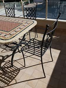 Sedia in ferro battuto modello Rombi con braccioli colore grigio ghisa per  casa giardino : Amazon.it: Giardino e giardinaggio