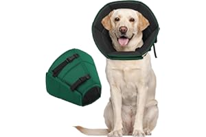 Kuoser Obroża dla psa, wygodna ochrona przed przeciekaniem, ochrona dla psa, regulowany kołnierz dla psa, ochrona przed przeciekaniem, ochrona przed ugryzieniem i wyciekiem, zielona, L