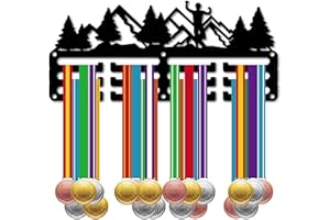 CREATCABIN Porte-Médailles Course sur Sentier,Cintres Médailles,Présentoir Marathon,Sport,Récompenses Suspendre Métal,Petit Support Fer pour,Maison,Badge,Course Pied,Football,Médaillé,Noir 29x12.7cm