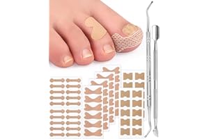 BLATOWN Ingrown Toenail Correction Treatment Tool, 64Pcs Breathable Ingrown Toenail Strips in 3 Types, No Glue Safe Ingrown Toenail Tool with 2 Pedicure Tools for Ingrown Toenail Remover