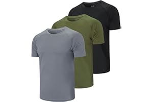 Cimic 1/3/5 Pack Running Top Men Casual Crew Neck Shirts Workout Plain Quick Dry Gym Top Moisture Wicking Active Athletic Shirts Short Sleeve Sport Tops