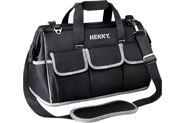 HENNY BAGS Heavy Duty Tool Bag 18-Inch, 16-Pocket Premium Urban CORD Professional Storage Organizer, Large Zipper, Strong, Electrician Technician, Industrial, Multipurpose Waterproof Tool Bag.