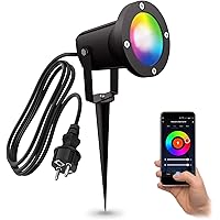 linovum CARI Erdspieß Gartenstrahler mit RGBW Smart LED GU10 - kompatibel mit Alexa & Google Home WLAN App - 2m Kabel…