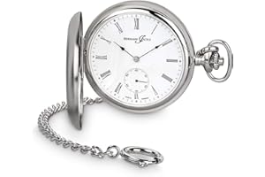 Hermann Jäckle Stilvolle & Elegante Taschenuhr Triberg Handaufzug Uhrwerk Vergoldet I Mineralglas | Qualitätshandwerk inkl. Kette und Reiseetui