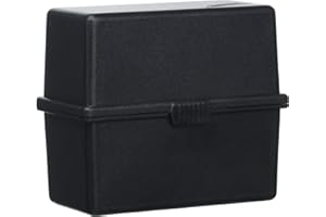 Exacompta - Ref 50614D - Office Memo-Box - 49 x 88 x 77mm in Size, Suitable for A8 Business Cards, Snap Lock Closure, 100 x A8 Business Cards & Index Supplied - Black