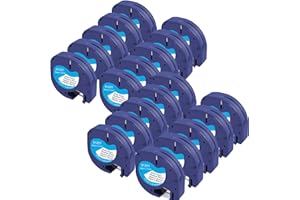 Molabel 20 sztuk kompatybilnych taśm letratagowych do Dymo Letratag 91221 S0721660 91201,12 mm x 4 m Black on White Plastic Letratag Tape for LT-100H LT110T Label Printers Black on White