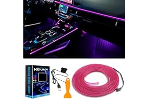 Keiurot El Wire Car Lights USB Neon Light for Car Purple 5M/16Ft Car Ambient Lighting Atmosphere Car Led Interior Strip Light Sewing Edge Decoration Dashboard Lights Strip Car Trim Led Lighting