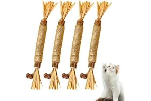 BESMRPG 4 Stück Katzen Spielzeug,Katzenminze Sticks,Katzenspielzeug,Zahnpflege Katzensticks Stick,Cat Kausticks,Catnip Spiel Holz Fummelbrett,Zahnputzflocken Kaustangen für Katze Zu Spielen,Beißen,Kauen