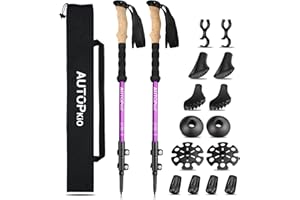 ‎AUTOPKIO AUTOPkio Nordic Walking Stöcke, Wanderstöcke Verstellbar Walking Stöcke Teleskop 7075 Aluminium Trekkingstöcke mit Gummipuffers für Damen & Herren, Trekking Wandern